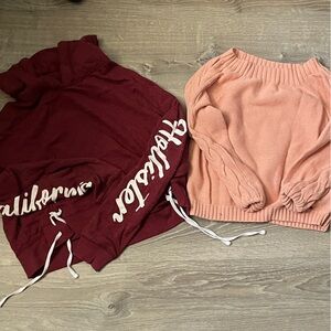 Hollister Burgundy and Pink Sweaters